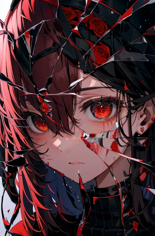  1 girl ,Alone,Red eyes,Blood Rose