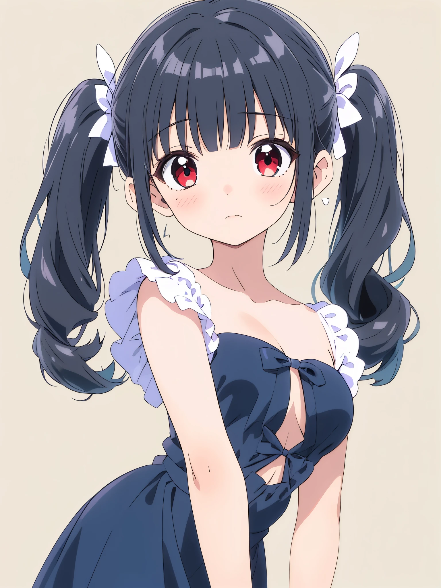 #Model,
One girl,shiny pitch black hair,long straight hair,
puff out cheeks,
red eyes,(slanted eyes:1.1),
(one mole under left eye:0.6),
(medium breasts:1.1),
worried expression,
(Photograph whole body from front:1.2),
(Cute Halloween costume:1.2),
(Simple Background:1.0),
(Place index finger on own mouth:1.1),
Short Bob with mini twin tail,
best quality,Highly detailed,sharp focus,masterpiece, vibrant colors,natural expression,
accurate, Anatomically correct,