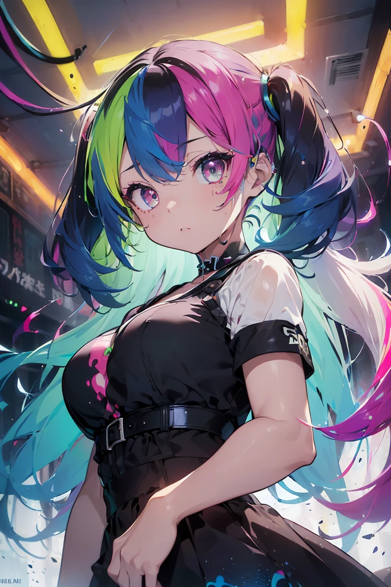 NSFW,masterpiece,Highest quality,High resolution,Super detailed,Shiro \(no game No life\),Long Hair,Multicolored Hair,Hair between the eyes,Gradient Hair,Yellow Eyes,Flat Chest,Slave,Off the shoulder,cropped,Micro Mini Skirt,Fishnet tights,Downtown at night,alley,Ecstasy face,Embarrassed,blush,Leg spread,orgasm,Climax,Squirting,Roll your eyes、squint,Are standing,prostitution,One man,Having sex