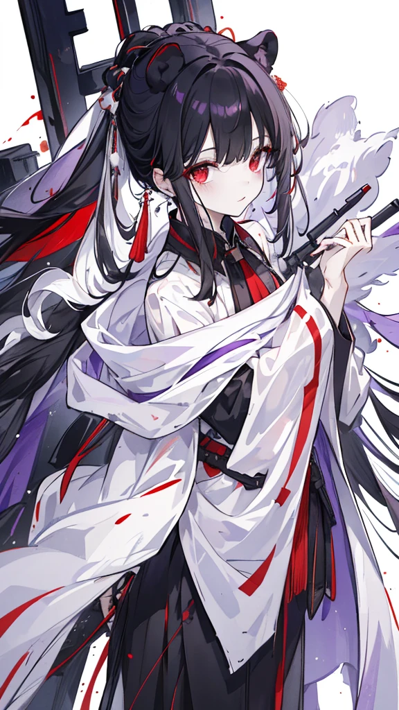 anime girl with long black hair and white dress holding a knife, from arknights, from girls frontline, best anime 4k konachan wallpaper, badass anime 8 k, demon slayer rui fanart, demon slayer artstyle, onmyoji portrait, girls frontline style, albedo from overlord, zerochan art, official art, kantai collection style