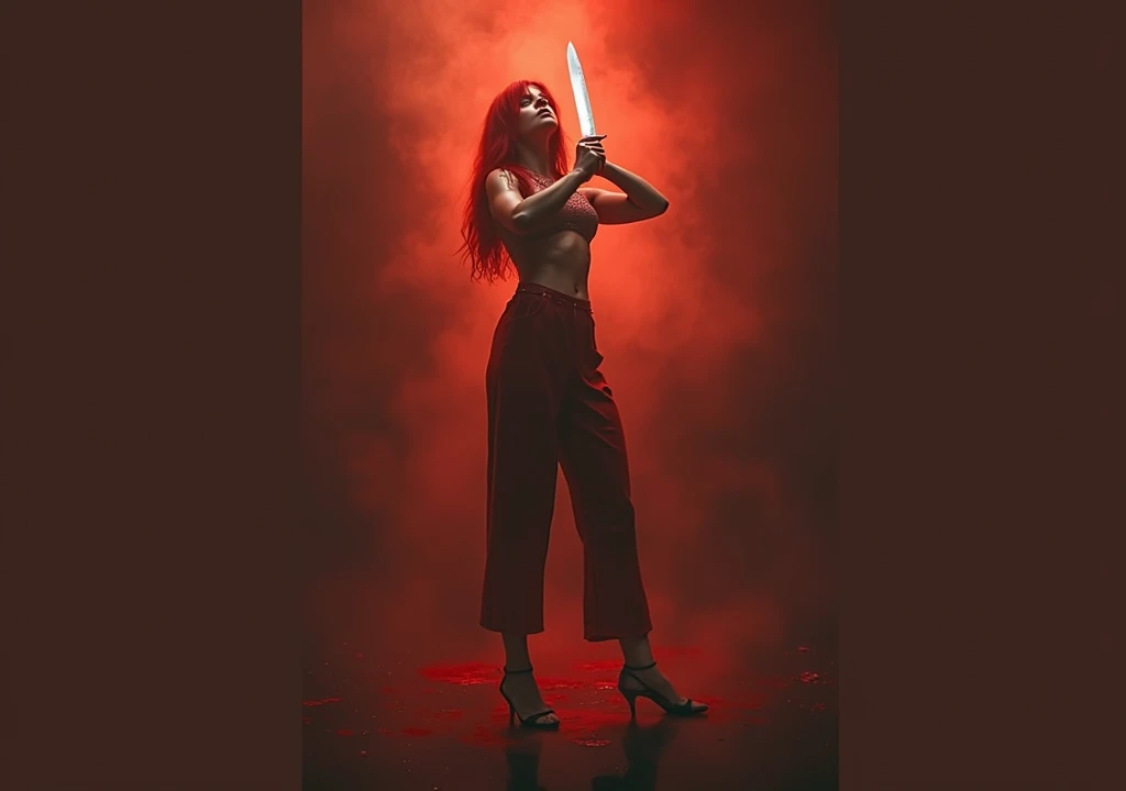 Photo realistic, girl, 18 years, israeli, skinny body, dark red hair, extra large breasts, small waist, very huge ass, topless, dungeon in backside, spread legs, wearing overknee boots, front to camera, hands tied with rope over the head, hanging from the ceiling, bleeding wound below left breast, head hanging down, eyes closed, looking dead, shot from below