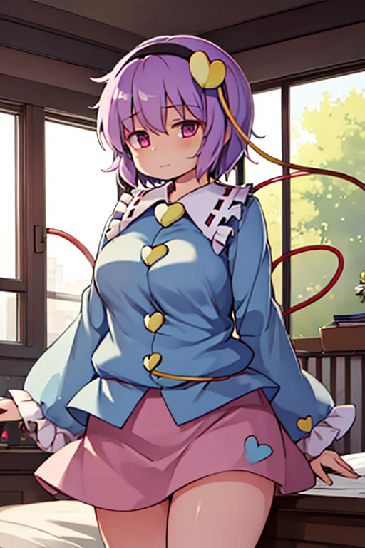 komeiji_satori_touhou  alone, indoors, indoors,　big breasts 