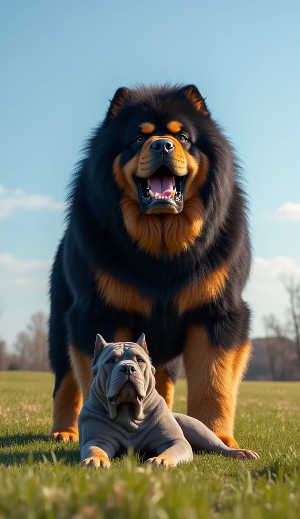 strong hunter,com musculos bem definidos,cabelos longos pretos,no meio da floresta ao por do sol segurando um machado de duas laminas,ao seu lado um lobo gigante cinza,seu companheiro de batalha.