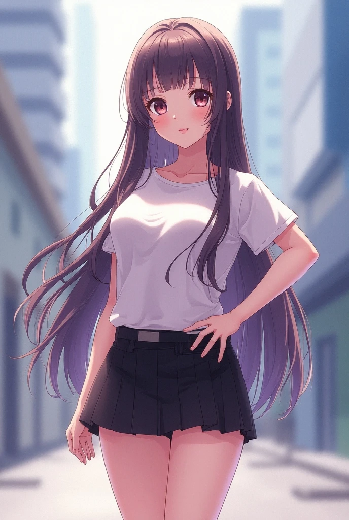 a beautiful 21 year old korean girl, long slightly waved black hair with pink highlights, sharp rosy eyes, playful smile, anime realism style, portrait, (best quality,4k,8k,highres,masterpiece:1.2),ultra-detailed,(realistic,photorealistic,photo-realistic:1.37),HDR,vivid colors,professional,bokeh