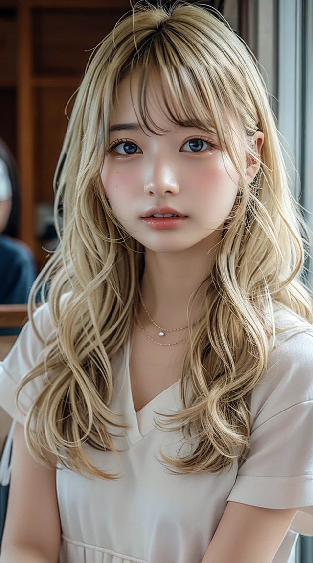 (((1girl in、1penis、23years old、Height 1.7 m、delicated face、Detailed face、Beautiful Japan model、Slender body:1.2、(((round and short face、a small face)))、Hazel's Realistic Eyes、drooing eyes:1.2 , Real and sexy thick lips:1.3、real looking skin、Perfect Style、((Smaller chest:1.2))、thin waist:1.2、Small butt:1.4、Thin leg:1.2、long legged:1.1)))、Beautiful bronze colored hair with long hair、bangss、Eyebrows of the same color as the hair、Gorgeous Long Hair Smile、cheeks are flushed:1.5、Looking at Viewer, (of the highest quality、in 8K、Photorealsitic:1.4、Raw photography、超A high resolution:1.4、Top image quality: 1.4、absurderes, master piece, Ultra-detailed、A hyper-realistic)、An ultra - realstic face、high detailing、the golden ratio、Cinematic、foco nítido、(pierce the cheek with your left hand,,、Lick your fingers at the left edge of your mouth)、Sexy office suit, ((White Tailored Single Jacket))、Cream Bear Top Pencil_Dress、White enamel high heels、Sitting at an office table looking at documents、Officelady、Sexy, Female, Clothing、real penis、real pussy、A big penis in front of the face、Grabbing the penis with your right hand、lickking penis、fellatio, SEX, sex from behind, frontdoggy, 1girl, 1boy, breasts, nipples, hetero, sex, sex from behind, all fours, doggystyle