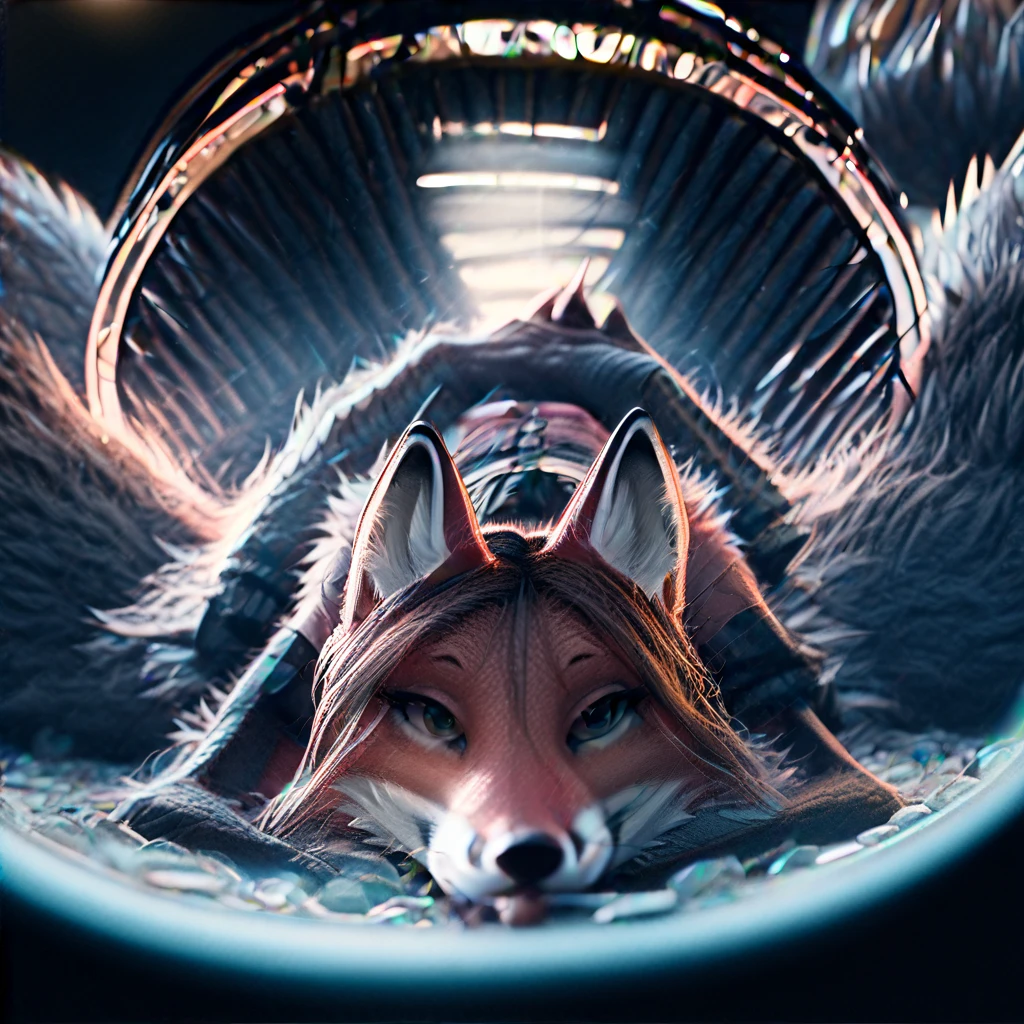 red fox, female, furry, anthro, Extreme detail, detailed fluffy fur, full body, Detailed eyes, (Shaded), (Detailed lighting), (Cinematic lighting), (Masterpiece, hi res, RAW photo, high resolution, High details, Best quality, high sharpness:1.3), high definition, BREAK, woven, beautiful, cute, fox ears, (long and fluffy fox tail), (digitigrade, fox paws on feet), (elongated fox snout), orange fur, long hair, dark red hair, wearing (black thong, black bra, black thigh highs, torn legwear, torn clothing, torn gloves, black long fingerless gloves reaching elbows, witch hat with purple cloth tied around it, torn clothing, black choker, classy glasses), smug smile, narrowed eyes, flirtatious look, sultry look, sitting, spread legs, front view, gazing at viewer with side eye, glowing moon, night, cunnilingus gesture, tongue out, hand on mouth, licking between fingers