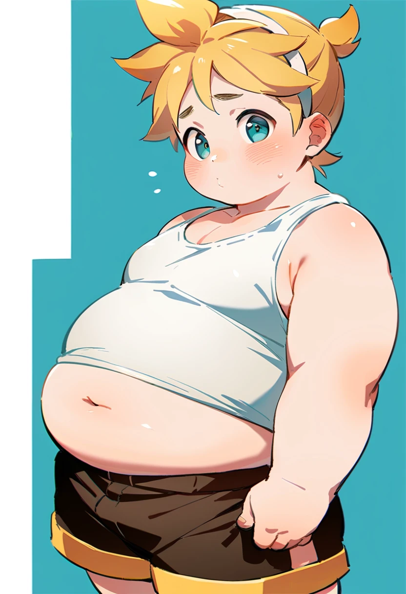 beautiful, chubby, (very short hair),pudgy face, (naughty) (high school students),((young)), (androgynous), (boyish), (handsome), thick, (shota), overweight, (beefy), (nipples), (cute), (little brat), (naughty brat), (へそ), (ぽっちゃりした体), big belly, (汗ばんだ体), (臭そうな体), 