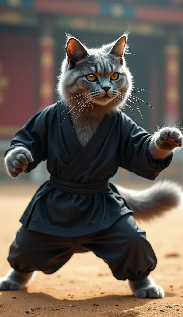 orange/black fluffy cat ninja,drunken fist,fight stance,high kick,<lora:drunken-fist03:0.8>,split,very detailed,atmospheric haze,Film grain,cinematic film still,shallow depth of field,highly detailed,high budget,cinemascope,moody,(masterpiece, best quality, high quality, highres, ultra-detailed),