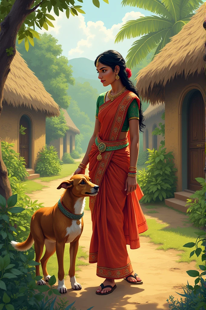 A dog with yellow saree with wife