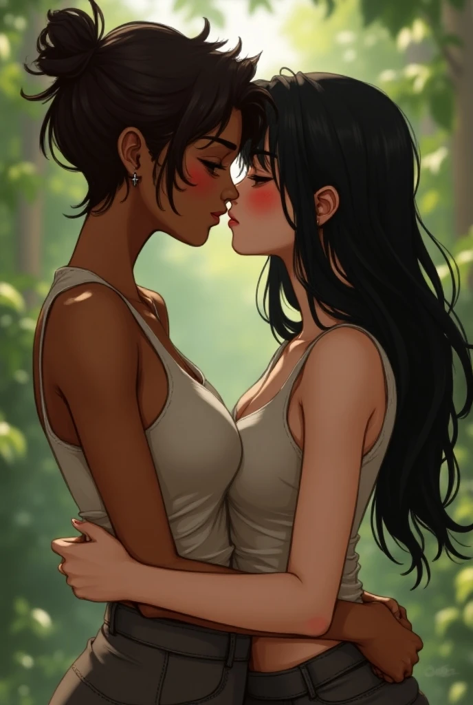 nico robin kissing nami (topless)