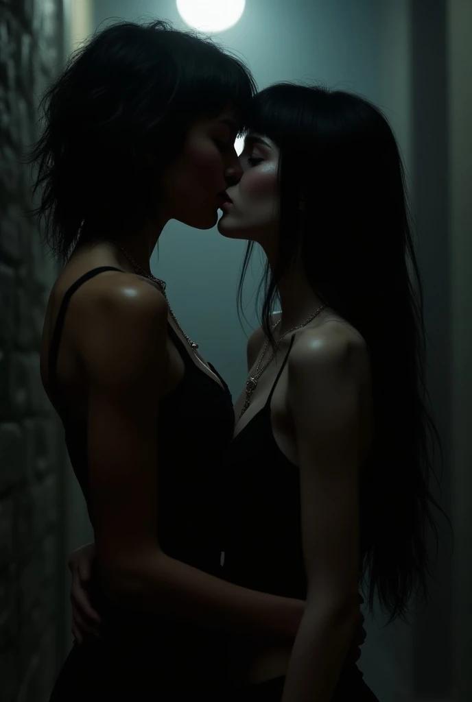 Kristen Stewart and girlfriend, ((Kiss)), Renn-Badeanzug, komplett nass, nasse Haare, Mittlerer Schuss, Meisterwerk, ultra-detailliert, ultra realistisch, full entire body, (((Foto, 8K))), ultrarealistisches Gesicht, cleavage
