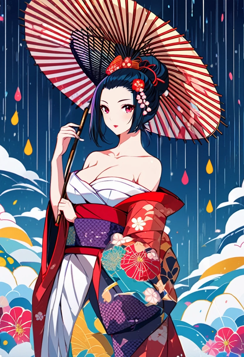 one piece style, araffe asian woman in kimono with a red umbrella, in kimono, shikamimi, japaneese style, anime style mixed with fujifilm, japanese model, traditional japanese, white hime cut hairstyle, japanese style, japanese art style, beautiful japanese girls face, sakimichan, japanese kimono, shinsui ito, wearing kimono, japanic style, in a kimono