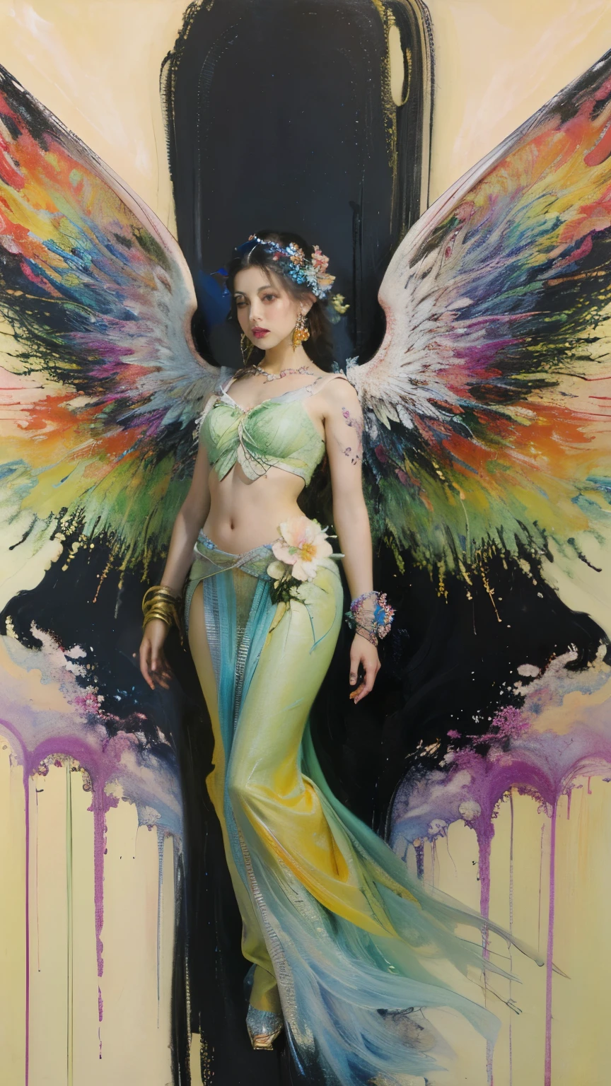 (((best quality, 4k, photo))), (androgynous male peacock emperor)