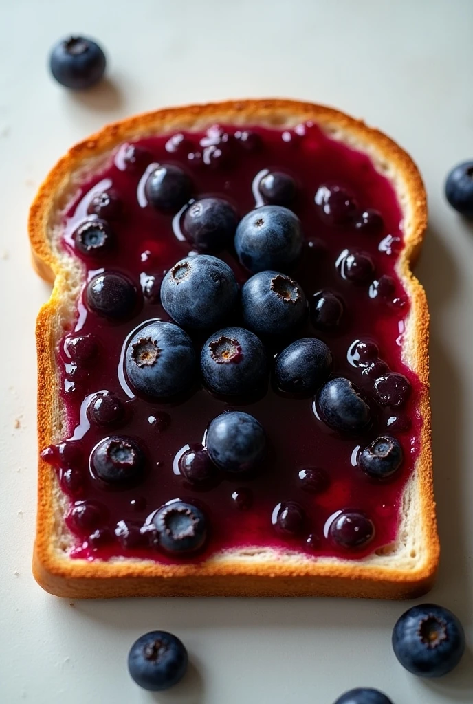 Moderately baked toast ,  coated with blueberry jam((Realistic)), ((UHD, masterpiece, super detail, high details, best quality, 8k))@NikuU34