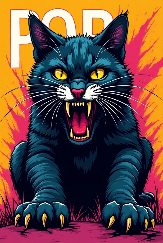 <lora:0zy:1>0zy fierce cat hissing clawing leaping vivid colors