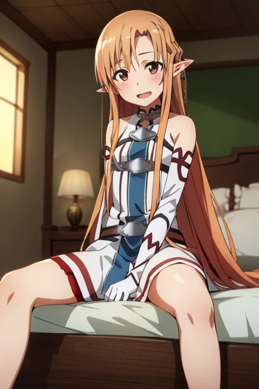 ((Highest quality)), ((masterpiece)), (be familiar with), Perfect Face, indoor, Bedroom, Watching the audience,
One woman, Yuuki Asuna,
Open Mouth, Ecstatic expression, blush, smile,
Small breasts, Flat Chest, , , , Girl,
Long Hair, Long Hair,
Fully nude, Nipples exposed, Sex with a man with a big dick, 膣内ejaculation, Semen is taken, Insert a into your, Sex in the missionary position, , Leg spread,