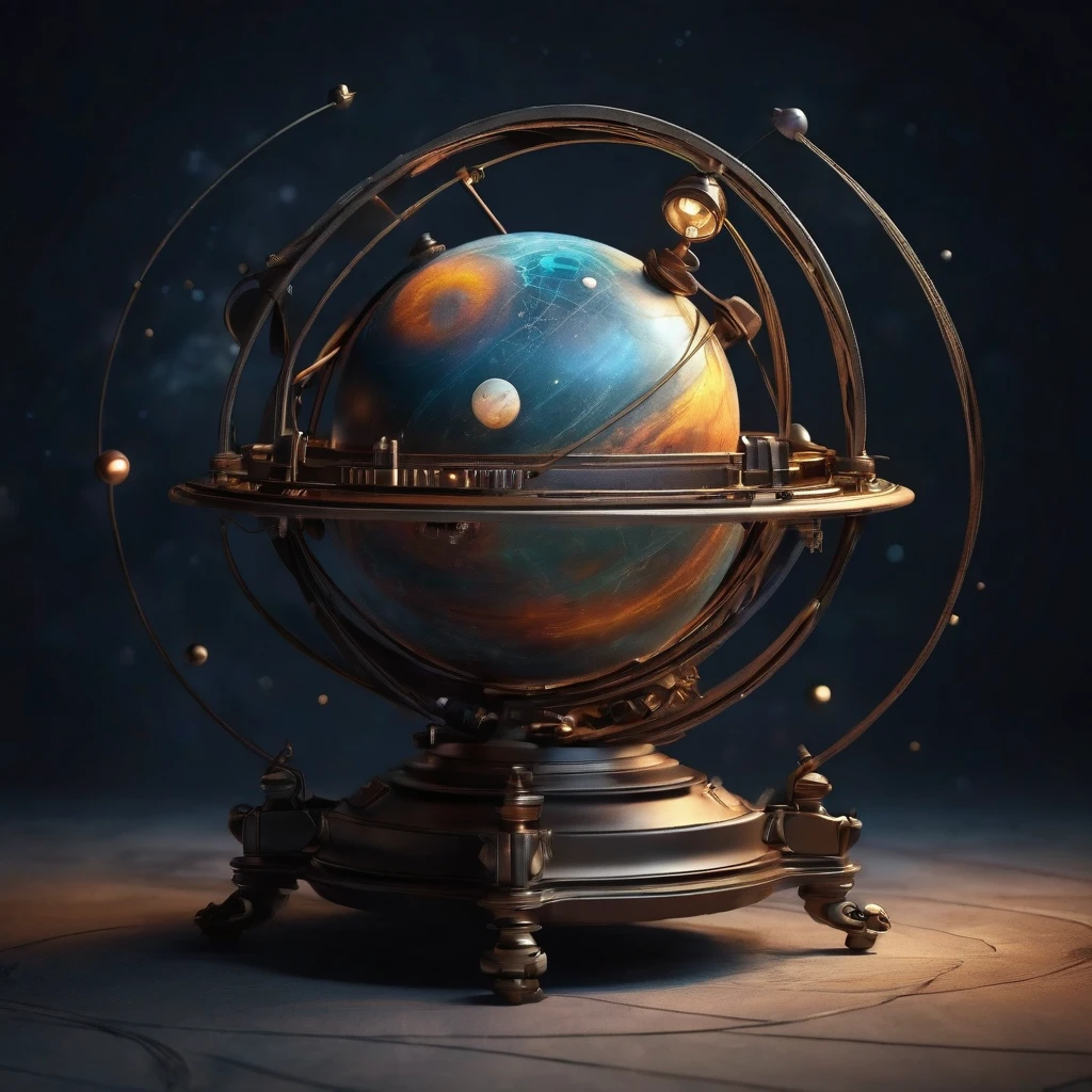 Decorate the orrery in Halloween style, background galaxy, cosmic rays, delicate and dynamic textures, contrasts of light and shadow, 2.5D, artistic photography, hyper realistic, digital graphic CG, BREAK ultra detailed, absolutely resolution, best quality