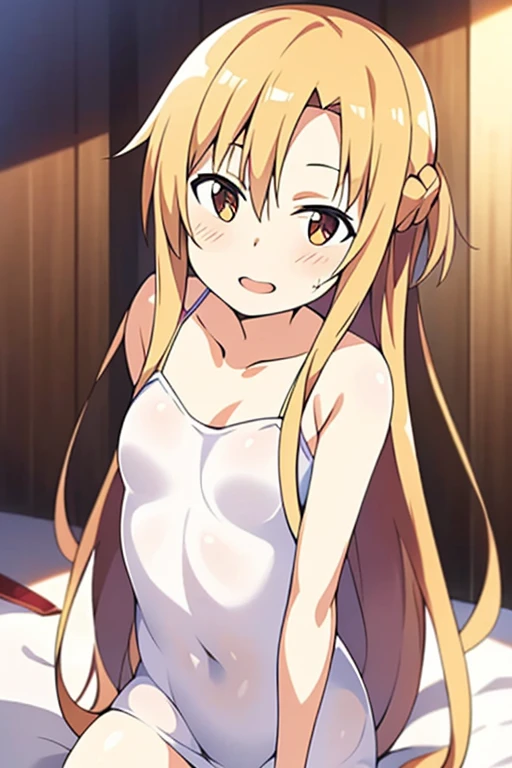 Sword Art Online,Yuuki Asuna,Fully nude,With nipples,Pussy in full view,1girl, double handjob, 2boys, penis,
