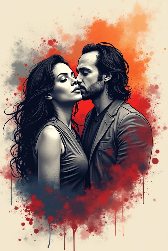 Crie uma capa para o meu livro que se chama "Flame". Um fundo em chamas, On the front stands out the neck of a man wearing a suit and white dress shirt, On the neck there are kissing marks in shades of red.