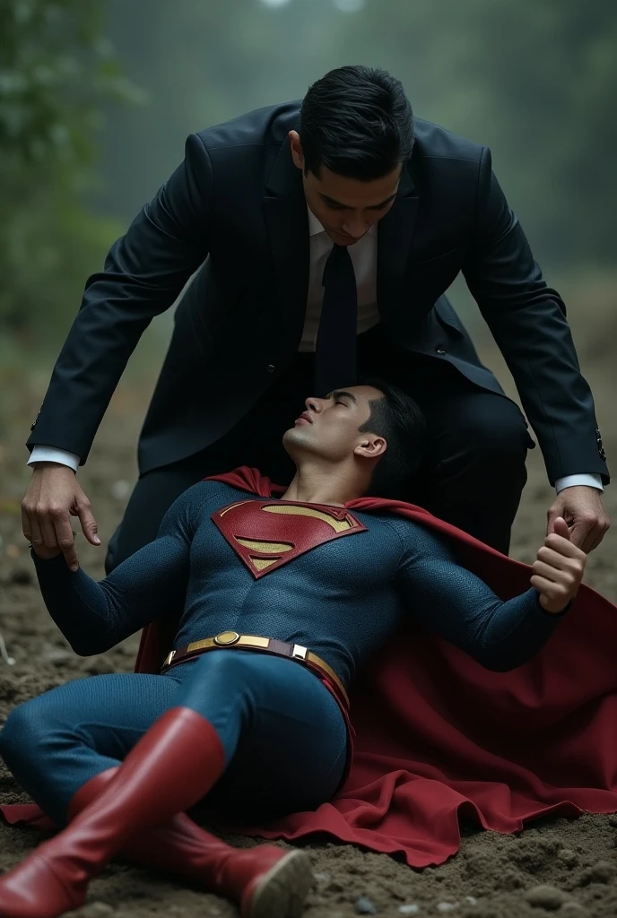 A photo of Superman being killed by Louis lane with more blood 