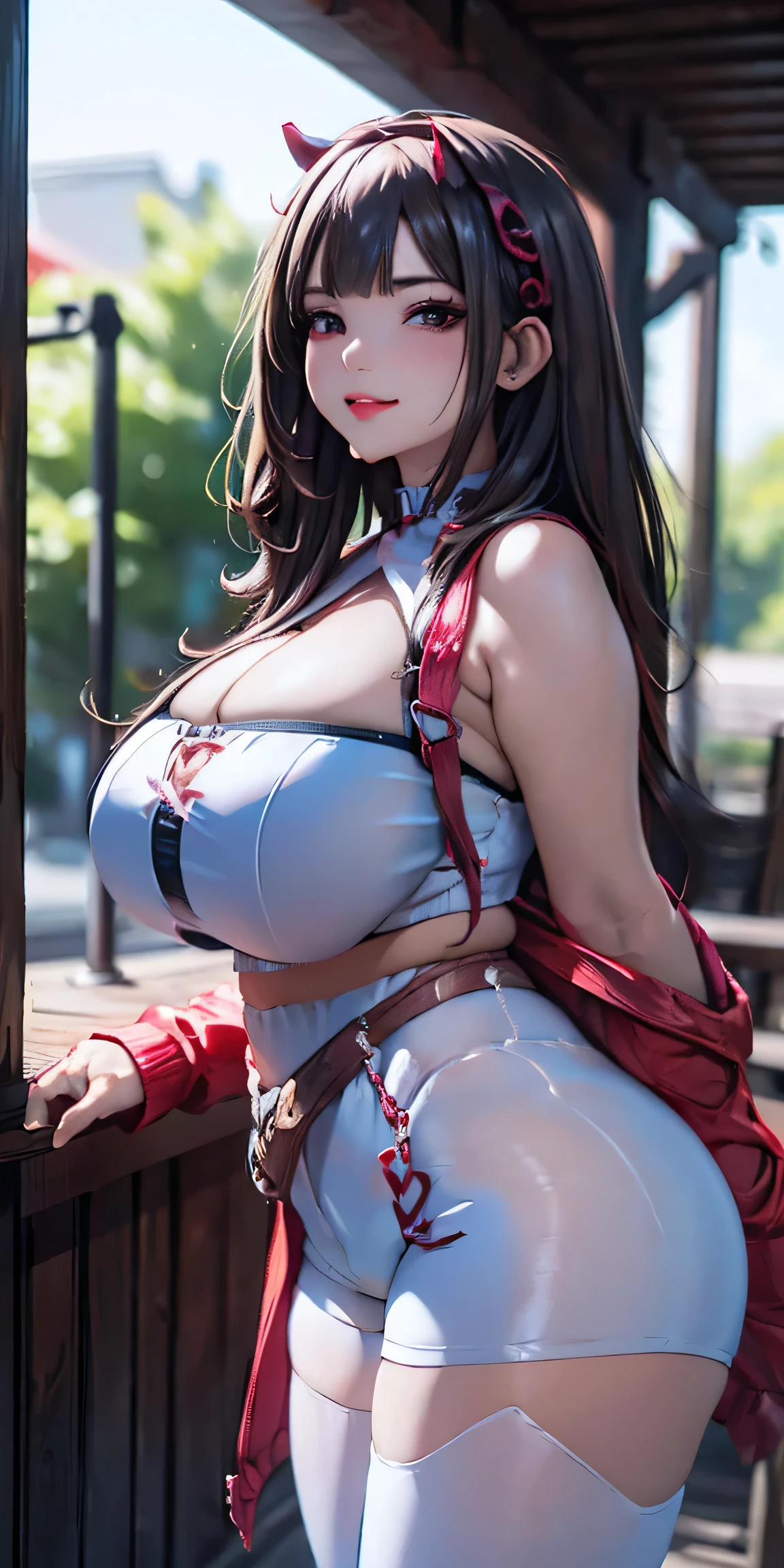 beautiful,  Stunning mature slutty woman , big,  sagging breasts ,  light black hair with white locks , earrings, ( shorts , superiority, mischievous,  thick thighs ,  shorts with a sexy neckline : 1.1), (micro : 1.1), (( masterpiece ,  The best quality ; 1.3)),  Ultra detailed,  8k unity , CG,   formal Spiderman costume with ray tracing , illustration, showy, cinematic shadow, extremely detailed and beautiful background, Vhd, VRay shading , RT)), (slutty face : 1.2),  Mischievous smile , (big saggy breasts), wide hips,  culo big,  flirting with the spectator , Frente al espectador, Facial redness, standing in front of, Linda pose sexy, COWBOY SHOT,  On the porch of the house , Evening, bright, bright light,  Ultra detailed, scenic, atmospheric, bimbo, labios bigs,  detailed face and eyes , Inclinación de MEDIUM SHOT, privacy, MEDIUM SHOT, Thigh height, from below, improve,  Hair clip , (( She wore transparent white tights ))