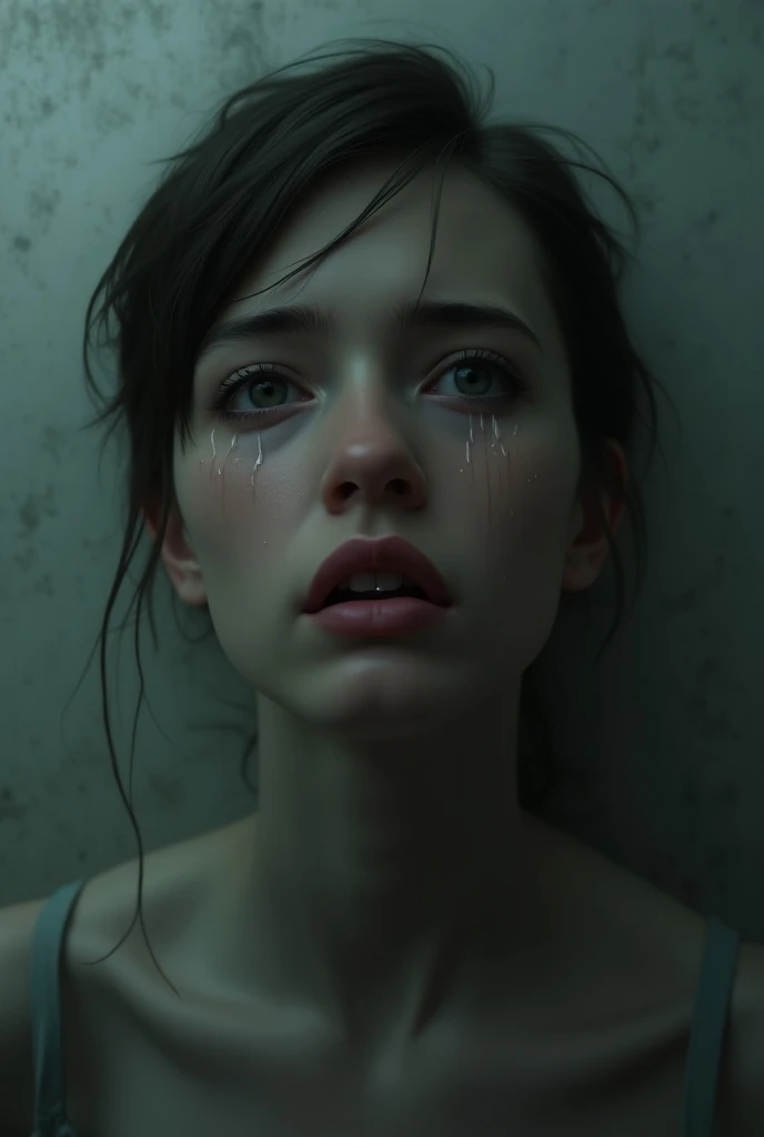 A photorealistic image captures the intense gaze of a woman whose eyes are filled with deep sadness and anger. Her eyes are dark and piercing, slightly bloodshot with the traces of recent tears still visible on her flushed cheeks. The expression on her face conveys a raw, powerful emotion, as if she is on the brink of breaking, yet holds a fierce resolve. Bright lights, backlit. (YES SFW).
Suspended in the air between her eyes and the viewer, a translucent, almost ghostly message reads exactly: "Mercy is over!" The text appears as if it's floating, blurred at the edges, with the letters formed from a faint mist or dark smoke that lingers in the space. The smoky words are readable, but not so bright, hovering just in front of her gaze, creating a surreal yet powerful effect.
The lighting is soft, casting subtle shadows that accentuate the lines of her face and the intensity of her expression. The background is dark and out of focus, drawing all attention to her face and the ominous message suspended before her. The overall tone of the image is haunting, with the ethereal text adding a layer of depth to the woman's emotion, making the scene both unsettling and deeply evocative.
