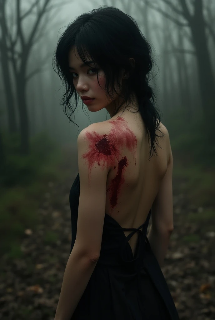 Imagine 😀, 35mm film photography, potrait of beautiful asian woman being slaughtered, throat slit, soaked neck, bloood spurted, butchers, her body tied-up with barbed in wood, bleeding, pale, sadistic, barbed wire, nakeed, senssual body, big booobs, rain, sweating, in a puddle of bloody mud on the swamp, nakeed, senssual body, big booobs, at twilight, fog, sinister beauty, slaave, (intricate details:0.9), (hdr, hyperdetailed:1.2),  RAW, Sony Alpha a9 II, 24-105mm f/4, HDR,