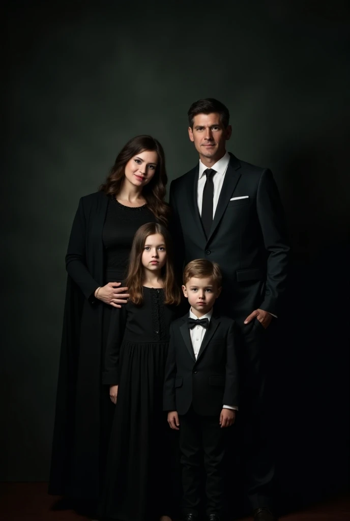 formal family picture, one mather and father, one older sister, one younger sister and two boys