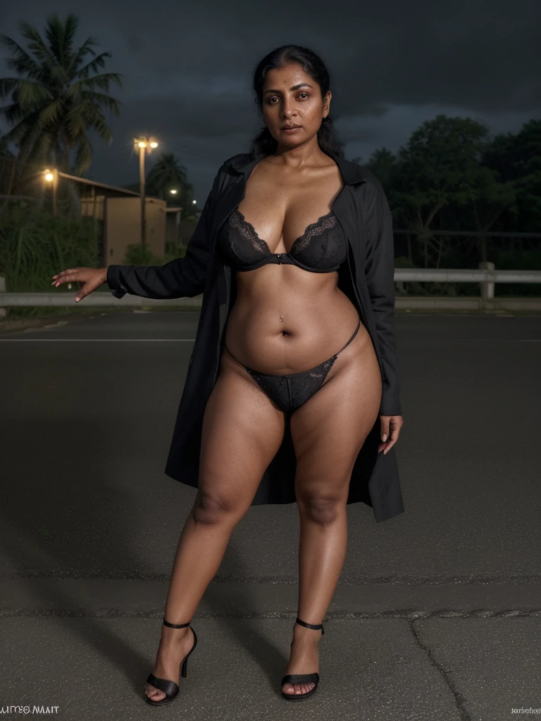 Una mujer negra, muy guapa, con una altura de 70cm, desnuda manoseando los pechos y apoyada a un parad blanca