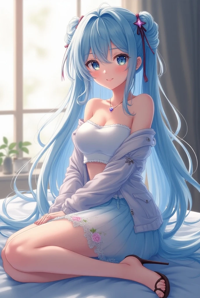 {pajamas},bare_legs,ahoge,Side sitting,medium_breasts,white_thighhighs, {best quality}, {{masterpiece}}, {highres}, {an extremely delicate and beautiful}, original, extremely detailed wallpaper,1girl,{COLORFUL},{VIVID COLORS},{VIVID},{flat color},{Hand detail},{{Correct hand structure}},{drunk},{finery}