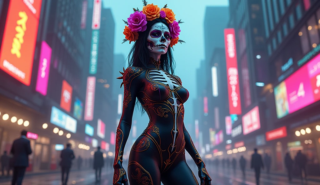 beautiful alluring jenna ortega, tan skin, skeleton bodypaint, day of the dead bodypaint, mexican sugar skull makeup, mexican themed ornaments, night time, dya of the dead theme, Ominous Gothic Theme, Fiverr Dnd Character, Octane Render, Digital Art, Extreme Detail, 4k, Ultra Hd, Polished, Beautiful, Hyperdetailed, Intricate, Elaborate, Meticulous, Photorealistic, Sharp Focus, Wlop, Character Design, Unreal Engine, 3d Rendered, Volumetric Lighting, Reflections, Glossy, Digital Illustration, Sensual Pose, Suggestive Pose, Lewd, Full Body Shot, anatomically correct, naked, visible , puffy , small perky breasts 💖❤💕💋❣
