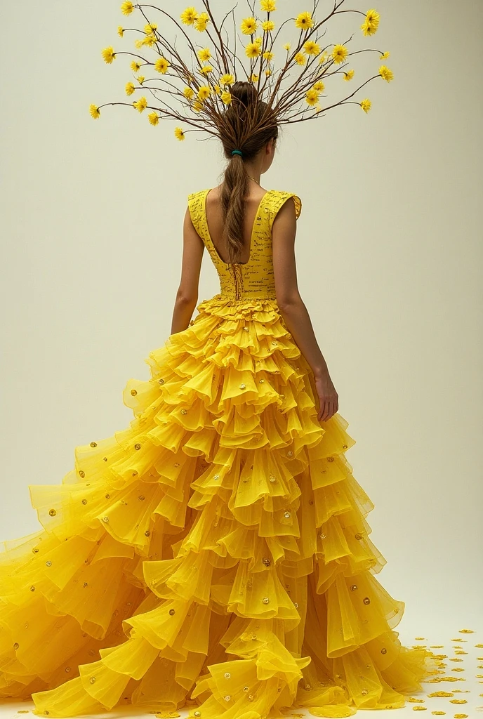 Dress made from real yellow corn husk, que se vea but real, mucho but realista , que se vea but real, but real, mucho but real, but real, mucho but real, que se vea but real las hojas de maiz, muchsimsimos but real