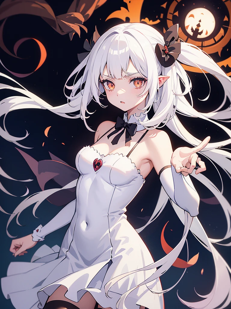 girl、Gray-haired、Long-haired、Red-eyed、Small breasts、Rabbit hair accessory、naked、 (Red eyes: 1.2)、