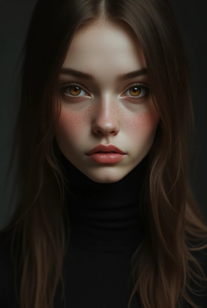 girl, inverted triangle face , brown freckles , super thin lips - SeaArt AI