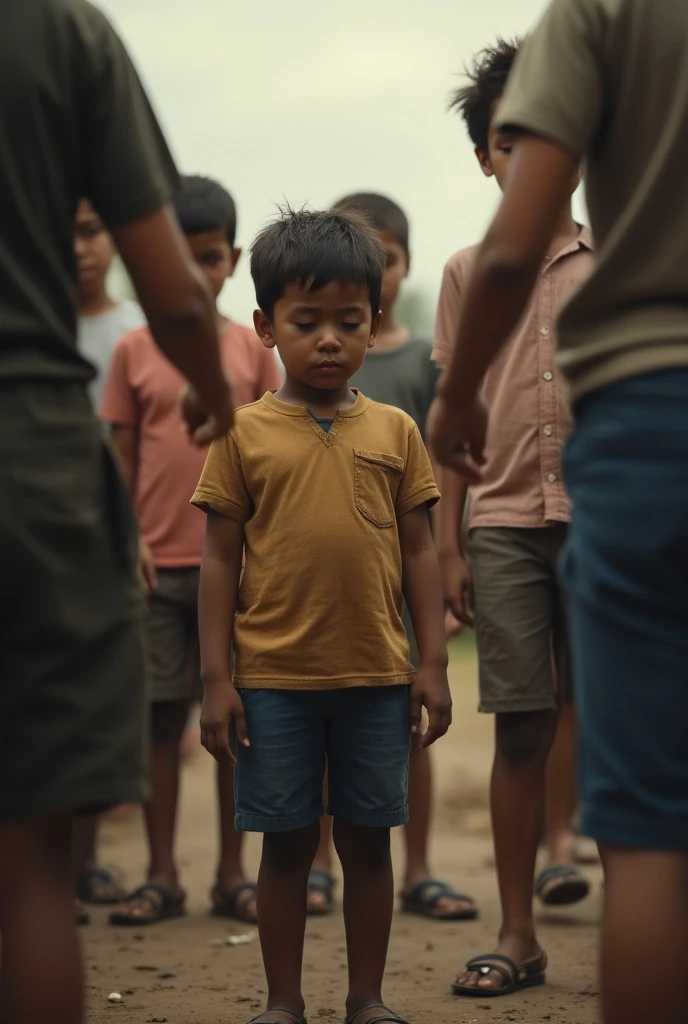 A young Indonesian boy is speaking in front of a crowd, HD quality, High resolution, lots of people watching