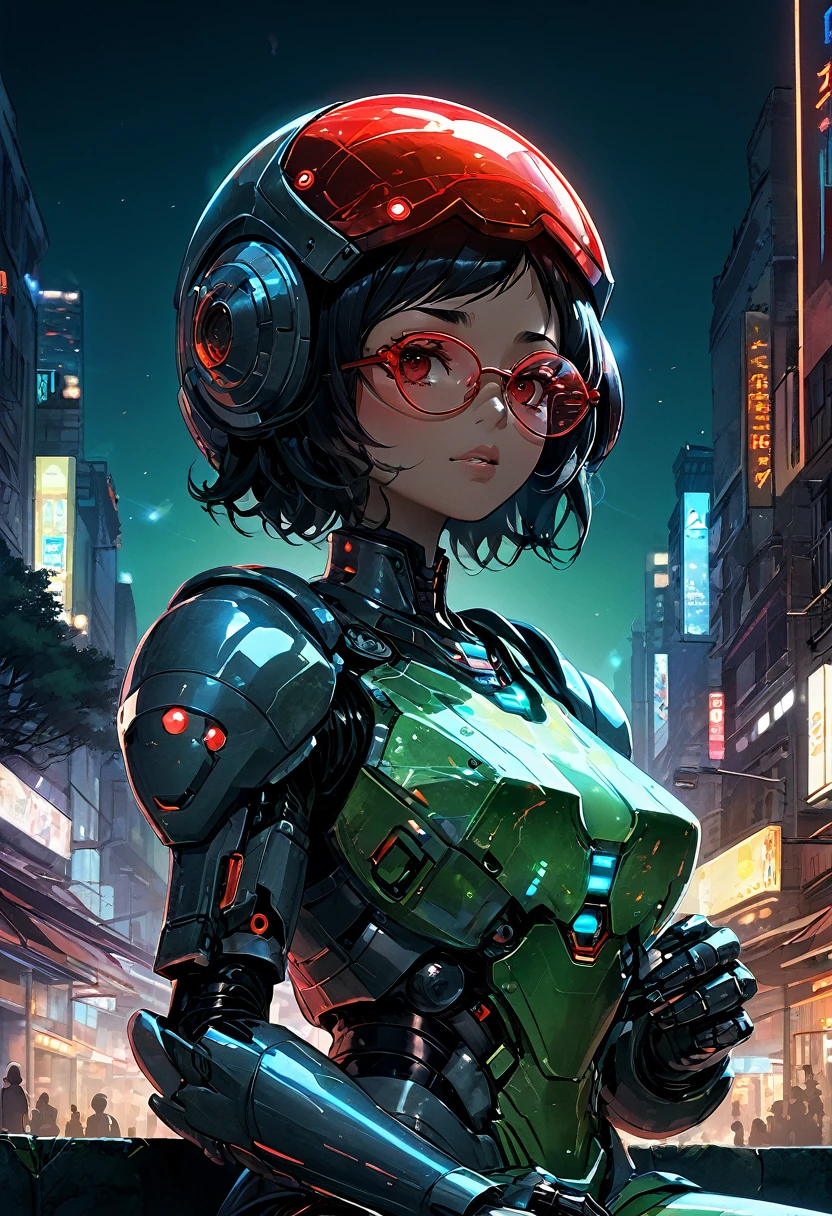 (1girl),(anime),(short dark hair),(dark skin),(shiny glasses lenses),(mouth closed and expressionless),(sitting),(hands holding glowing orb),(two other glowing spheres orbit around her),(detailed face),(extremely detailed eyes and face),(cinematic lighting),(dramatic shadows),(vibrant colors),(digital painting),(masterpiece),(photorealistic:1.37),(hyper detailed),(highly detailed),(ultra-detailed),(8k),(best quality)Space art galaxy landscape, concept art, vector, high quality, check the detail information, Unreal Engine, Octane Rendering, Ultra high quality, Ultra-high resolution, Surrealism, painting , drawing by Conrad Roset close up , (detail mechanical eyes:1.5),reflections on helmet a giant robot (glowing red neon glass transparent helmet:1.8),bioluminescence,fluorescent helmet, the robot is aged with moss on its rusty bronze armor, night, moonlight shadows, dramatic lighting , gradient pop surrealism , BREAK Detailed,(darkness:1.3),(very detailed shadows:1.3),absolute shadows,absolute darkness,body silhouette,