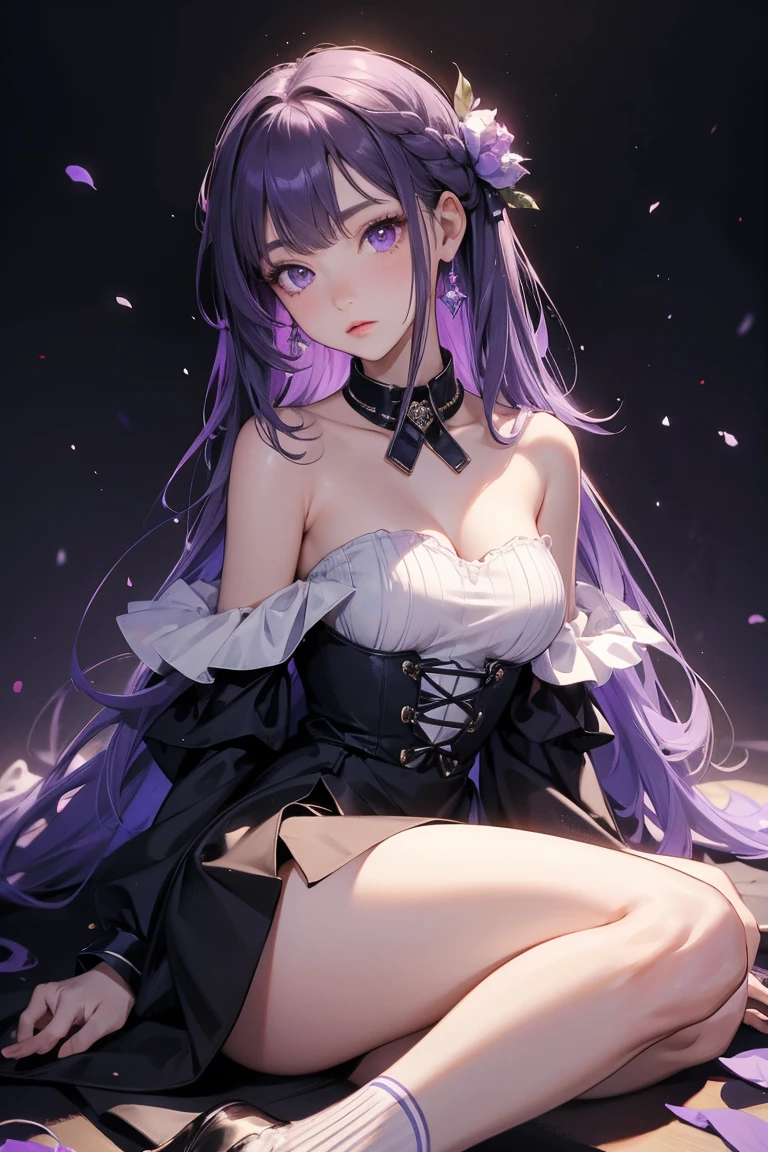 Long purple hair,bigbreast