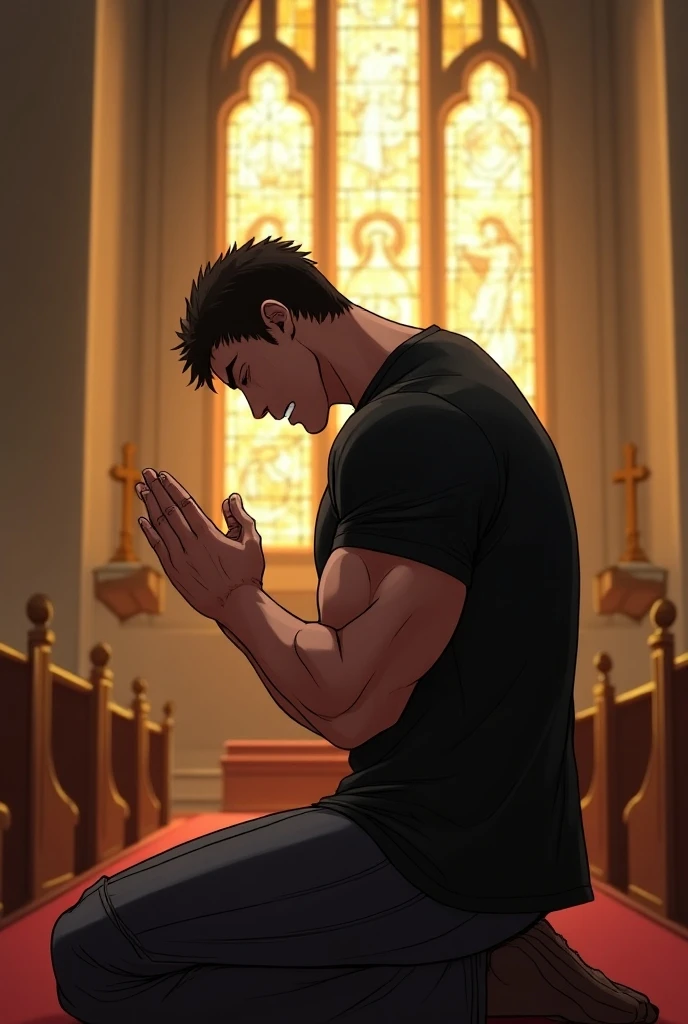 1boy、Handsome Men、Japanese male, 、Completely naked、Full nudity、erection、Huge penis、Highest quality、Realistic、beautiful、Sad look、shrine、night、darkness、Worship with your hands together、Red collar、inflammation