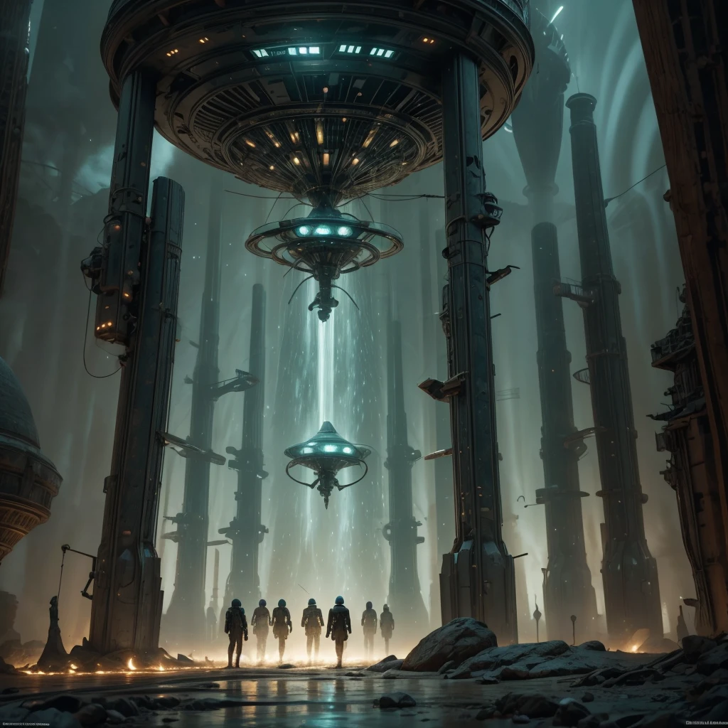 Illustrate a highly detailed and dynamic scene showcasing the dramatic rise in extraterrestrial contacts over the past few years. The sky is filled with various types of UFOs, from classic saucers to more advanced and enigmatic spacecraft, hovering above different parts of the world. In the foreground, diverse groups of people—scientists, civilians, military personnel—are gathered, looking up in awe, fear, and curiosity. Some are recording the events with devices, while others are engaged in direct communication with the aliens through advanced technology. The aliens vary in appearance, representing different species: tall, luminous beings, small Greys with large eyes, and even more abstract, ethereal forms of life. The background shows iconic global landmarks, each subtly illuminated by the presence of these extraterrestrial visitors. The scene is filled with a sense of wonder, tension, and the undeniable reality of humanity's new place in a larger cosmic community. The lighting is a mix of eerie, otherworldly glows from the ships and a natural, dusk-like atmosphere, highlighting the blending of the ordinary with the extraordinary."

