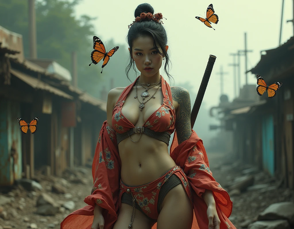 (Raw photo:1.2), (Photorealistic), Beautiful detailed girl, Very detailed eyes and face, Beautiful detailed eyes, Huge file size, High resolution, Very detailed, Best Quality, [masutepiece:1.6], Illustration, Very detailed, Fine detail, Best Quality, 8K Wallpaper, Movie Lighting,A 15-year-old princess from the Chinese Romance of the Three Kingdoms game, Fight on the battlefield in your underwear, White bra, white  panties, slim body, Fight with a large fan as a weapon, serious facial expression, hightquality, intense combat,female game character , Gorgeous princess, Innocent face
