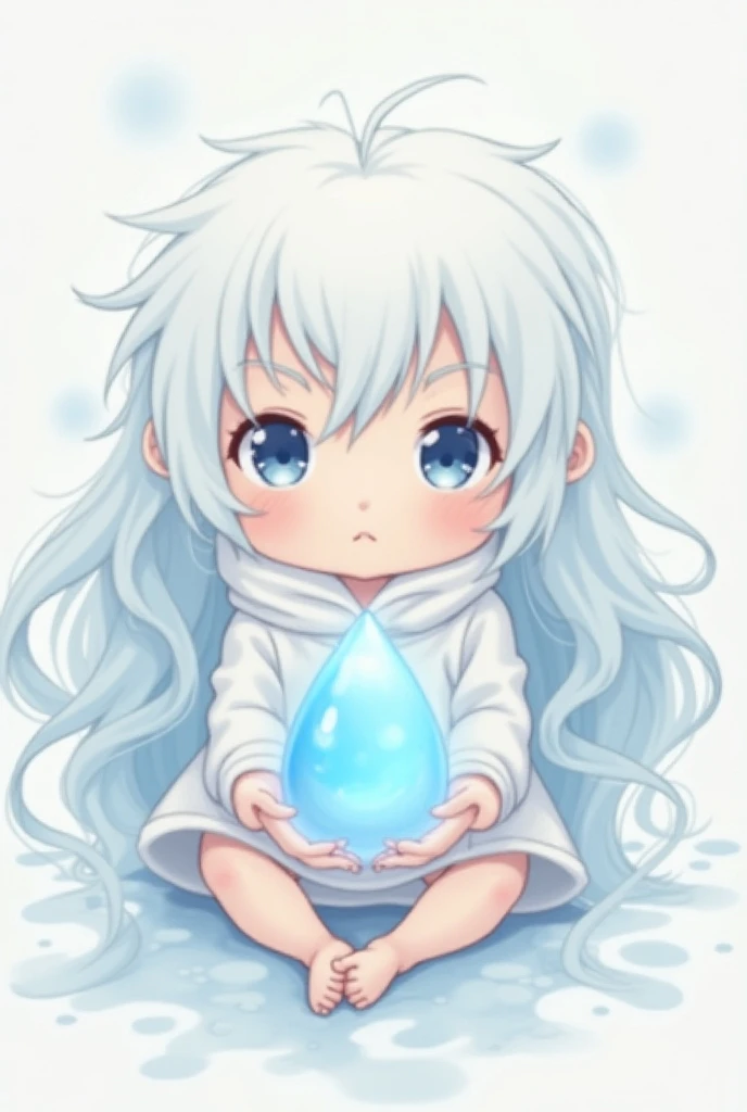 curss, anime, blue skin, blue eyes, cute, full body, slime hair, no nipple