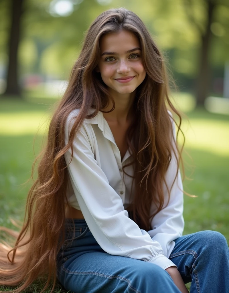 create a pretty fair-haired 23 y.o. woman in thin cotton opened jacket with no bra standing in a field of tall grass teasing with sexy look and smile and looking at the camera, 1girl, seduce smile, 3d, net panties, no bra, areols, blurry_background, breasts, day, depth_of_field, grass, lips, long_hair, looking_at_viewer, medium_breasts, navel, outdoors, photorealistic, realistic, solo, standing, tree, uncensored, (perfect beautiful face), dynamic scene, cinema like, 8k, masterpiece