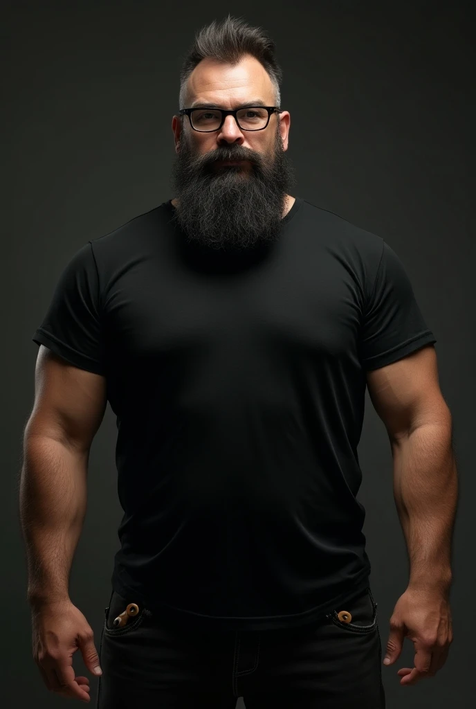 long white beard,Fat old Thai man with bald head,Wear round glasses with red lenses.,Wearing a black tank top,full-body, ,wooden hand holding,dust,fog,morning light,Bokeh,Behind the scenes of the old Thai city,stream punk style, cinematic 