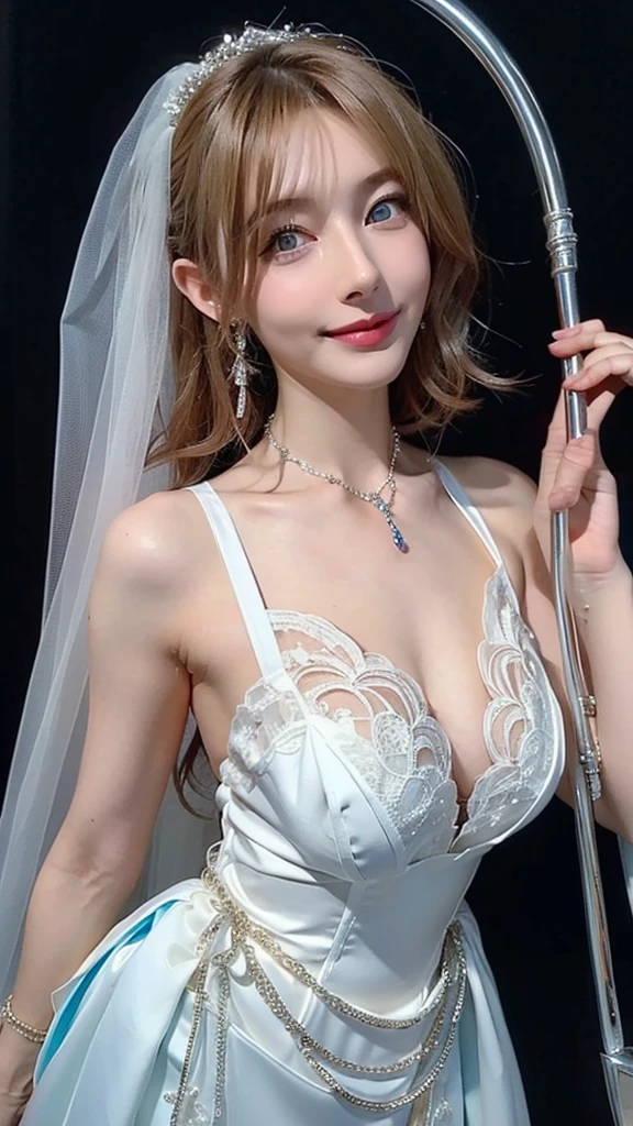 bride、Wedding、Luxury Dress、Dressed up a bit、Formal Wear、 blue eyes 、blonde、 short hair、Hair tied up、((( full body shot with chain scythe))) 、 short hair、  totally lustful look、(((masterpiece)))、((Best Quality))、((Surrealism))、 mature woman、 mature woman、perspective、 very detailed 、The perfect temptation、Highest quality、Fine image quality、beautiful、Europe, woman, French, woman Italian, Italian, smile、 blue eyes 、 Jewelry ,  blue eyes , Realistic,  Kampala,   Glowing Skin , (Detailed face),tattoo,  Jewelry , ,  Knight , blonde, Wavy Hair,Attractive looks, smile, 