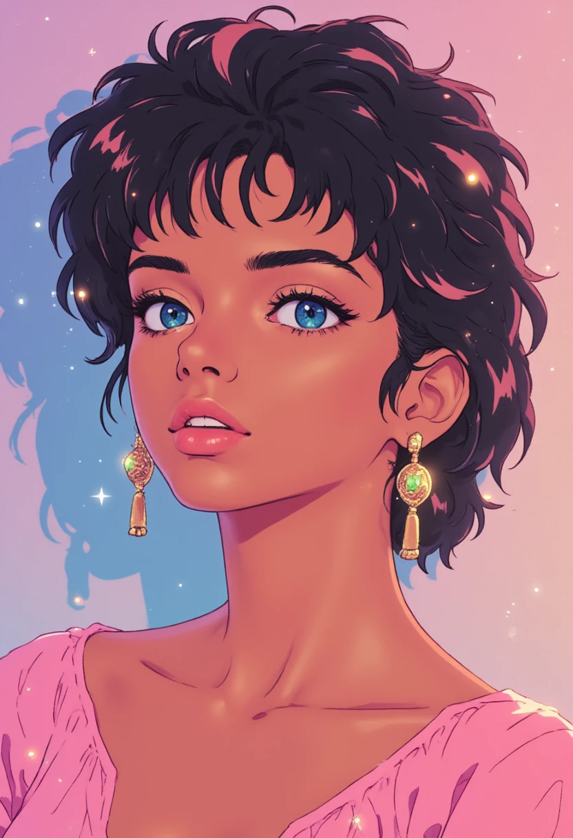 1woman, ZendayaFace, retro anime style