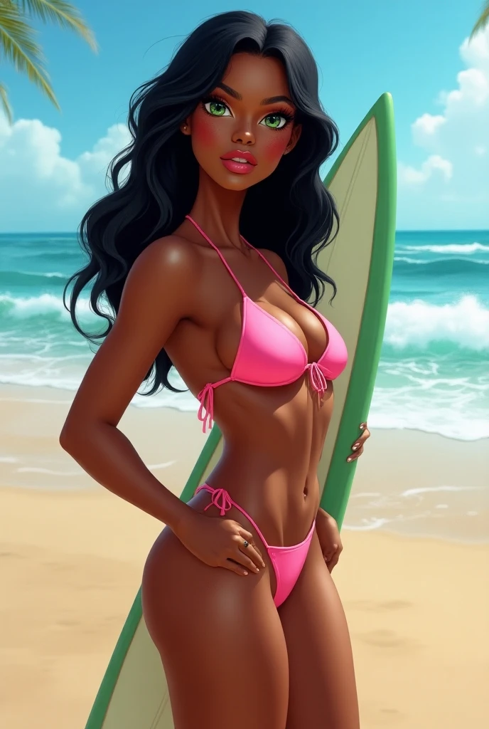 Kizi, Unclothed,green base color, beachfront,