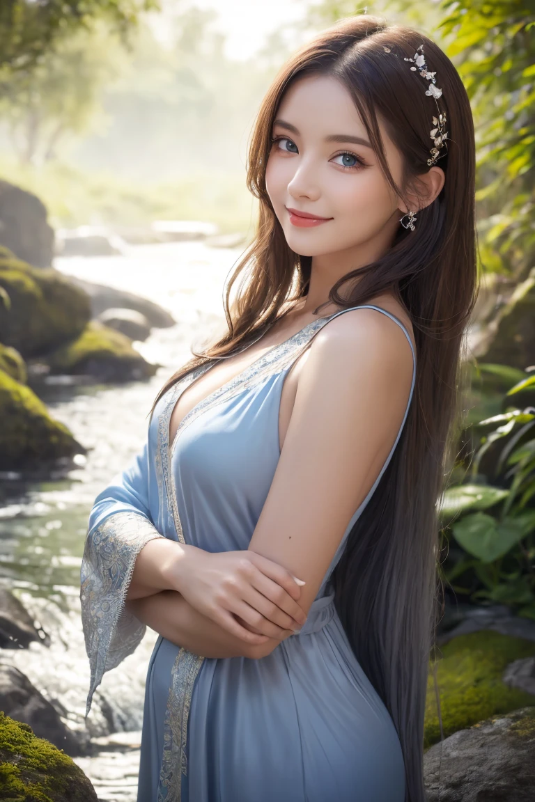 Masterpiece，best quality best，official art，Highly detailed CG Unity 8K wallpapers.，
1 A girl pulls off her clothes with both hands.，upper body，perspective，Hanfu，big tits（1.2）Look down，The nipples are visible from top to bottom.，Breasts must not sag.，