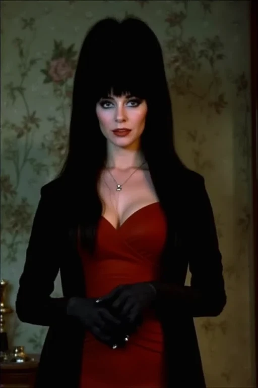 (masterpiece, best quality:1.2), 1girl, solo, vintageElvira