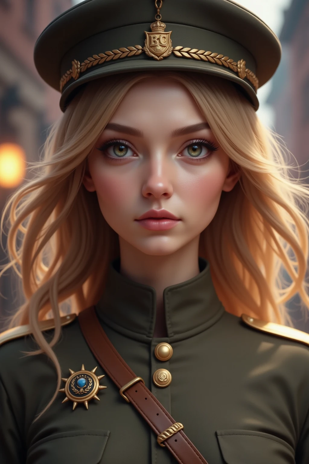 Marie , Blonde Hair , Green Eyes , BC Freedom Military uniform, hat ,