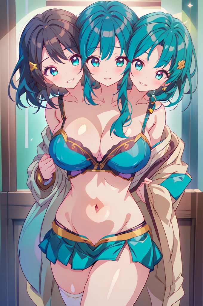 (masterpiece, best quality), best quality, (ultra-detailed), (3heads:1.5), 1girl, (murasa minamitsu:1.3), masterpiece, (best quality:1.5, highres, UHD), highres, absurdo, ultra detail, ultra quality, Ultra resolution, white top with blue lines, crop top, ((stomach)), midriff, ((groin)), white skirt with blue lines, miniskirt, normal ears, shackles, short black hair, very long hair, wavy hair, sidelocks, teal colored eyes, parted lips, sweat, cute, toned belly, hand on own chest, eyelashes, (25 year old woman:1.3), (masterpiece:1.5), (best quality:1.5), (beautiful detailed), extremely detailed CG, extremely delicate and beautiful, depth of field, (finely detailed face), (perfect details:1.2), (mature female:1.3), wide pelvis, slender, large veiny breast, 16k resolution, very high quality, very high definition, extremely detailed, masterpiece, short black long hair, alluring presence, short skirt, close up, very big tits, huge tits, young, girl with three heads, three headed girl,